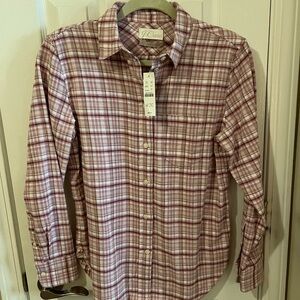 J. Crew womens Casual Plaid Shirt in pink and White